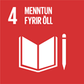 Logo fyrir heimsmarkmið 4 - Menntun fyrir alla