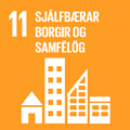 Logo fyrir heimsmarkmið 11 - Sjálfbærar borgir og samfélög
